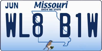 MO license plate WL8B1W