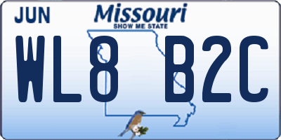 MO license plate WL8B2C