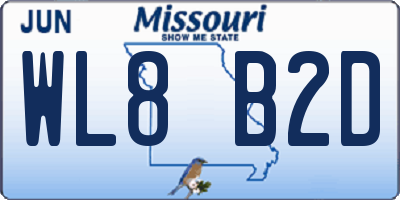 MO license plate WL8B2D