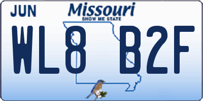 MO license plate WL8B2F