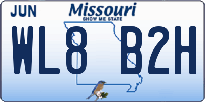 MO license plate WL8B2H