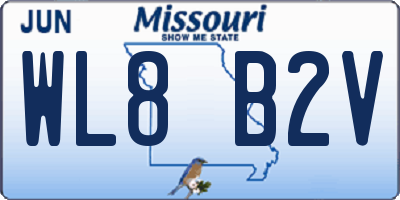 MO license plate WL8B2V