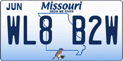 MO license plate WL8B2W