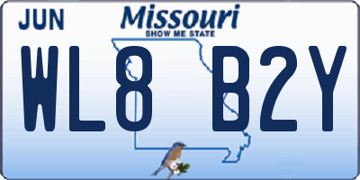 MO license plate WL8B2Y