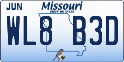 MO license plate WL8B3D
