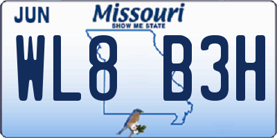 MO license plate WL8B3H