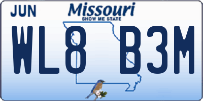 MO license plate WL8B3M