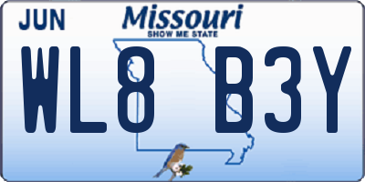 MO license plate WL8B3Y