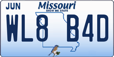 MO license plate WL8B4D