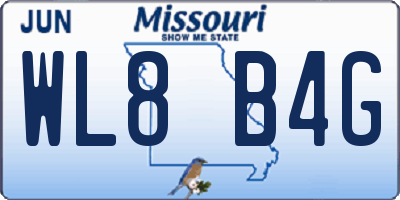 MO license plate WL8B4G