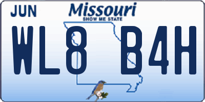 MO license plate WL8B4H