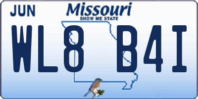 MO license plate WL8B4I