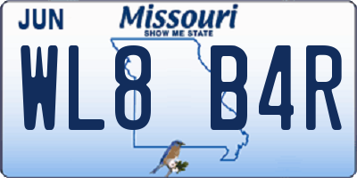 MO license plate WL8B4R
