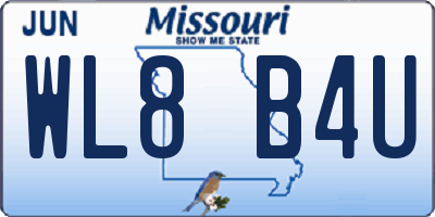MO license plate WL8B4U