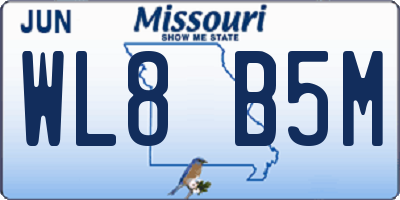 MO license plate WL8B5M