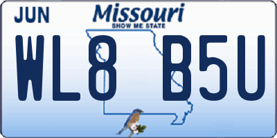 MO license plate WL8B5U