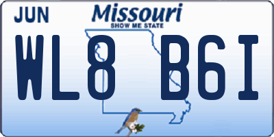 MO license plate WL8B6I