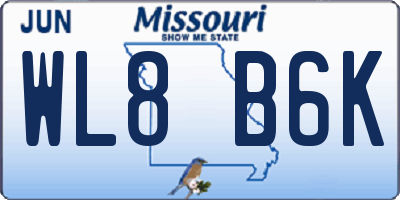MO license plate WL8B6K
