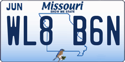 MO license plate WL8B6N