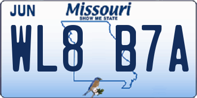 MO license plate WL8B7A