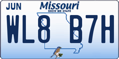 MO license plate WL8B7H