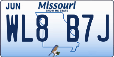 MO license plate WL8B7J