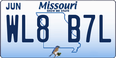 MO license plate WL8B7L