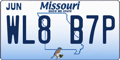 MO license plate WL8B7P