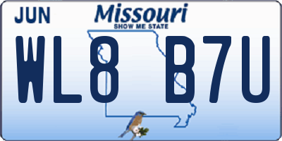 MO license plate WL8B7U