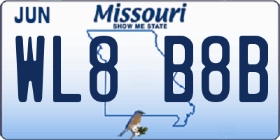 MO license plate WL8B8B