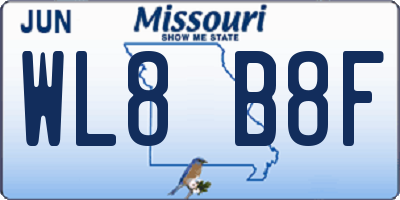 MO license plate WL8B8F