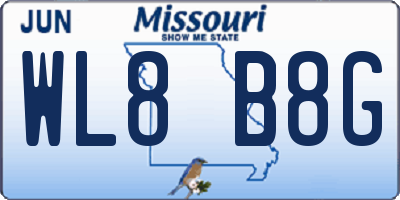 MO license plate WL8B8G