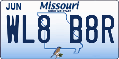 MO license plate WL8B8R