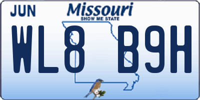 MO license plate WL8B9H