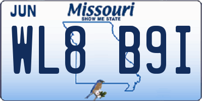 MO license plate WL8B9I