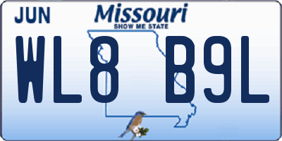 MO license plate WL8B9L