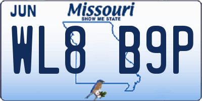 MO license plate WL8B9P