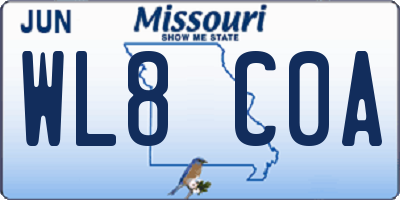 MO license plate WL8C0A