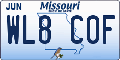 MO license plate WL8C0F