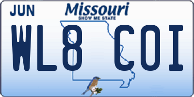 MO license plate WL8C0I