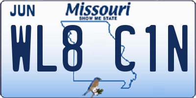 MO license plate WL8C1N