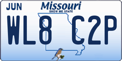 MO license plate WL8C2P