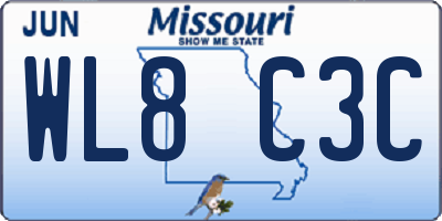 MO license plate WL8C3C