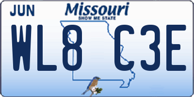 MO license plate WL8C3E
