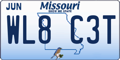 MO license plate WL8C3T