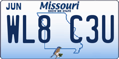 MO license plate WL8C3U
