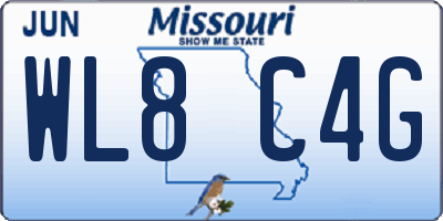 MO license plate WL8C4G