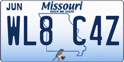 MO license plate WL8C4Z
