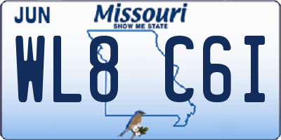 MO license plate WL8C6I