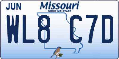 MO license plate WL8C7D